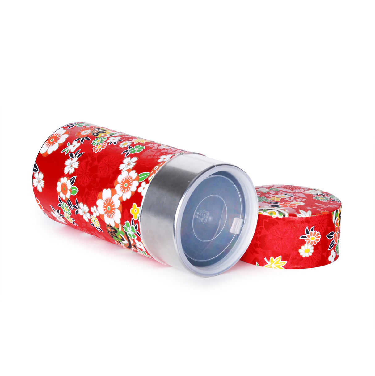7 oz Japanese Tea Canister - Flower Red
