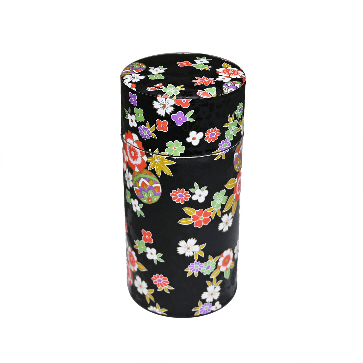7 oz Japanese Tea Canister - Flower Black