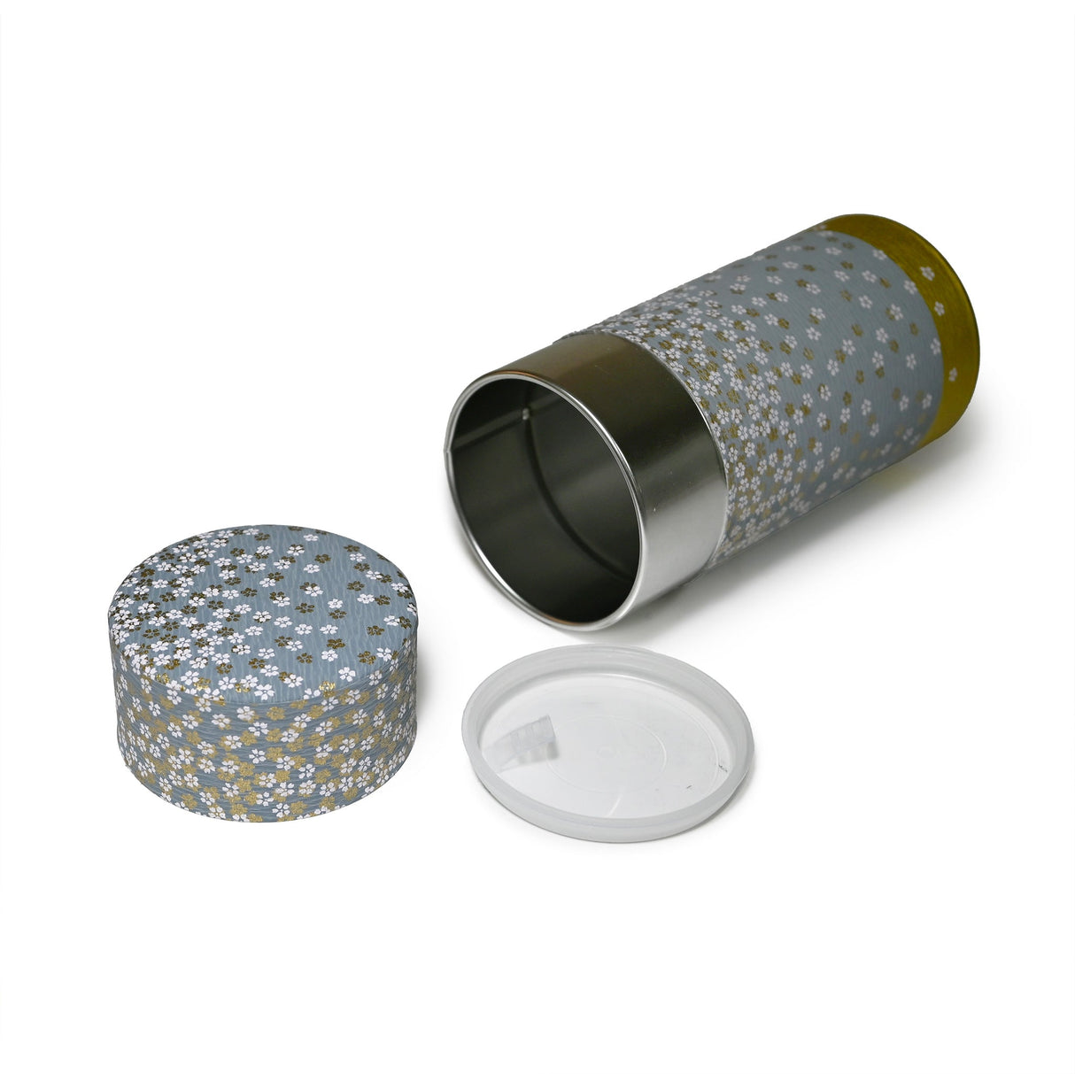 7 oz Japanese Tea Canister - Gray Flower