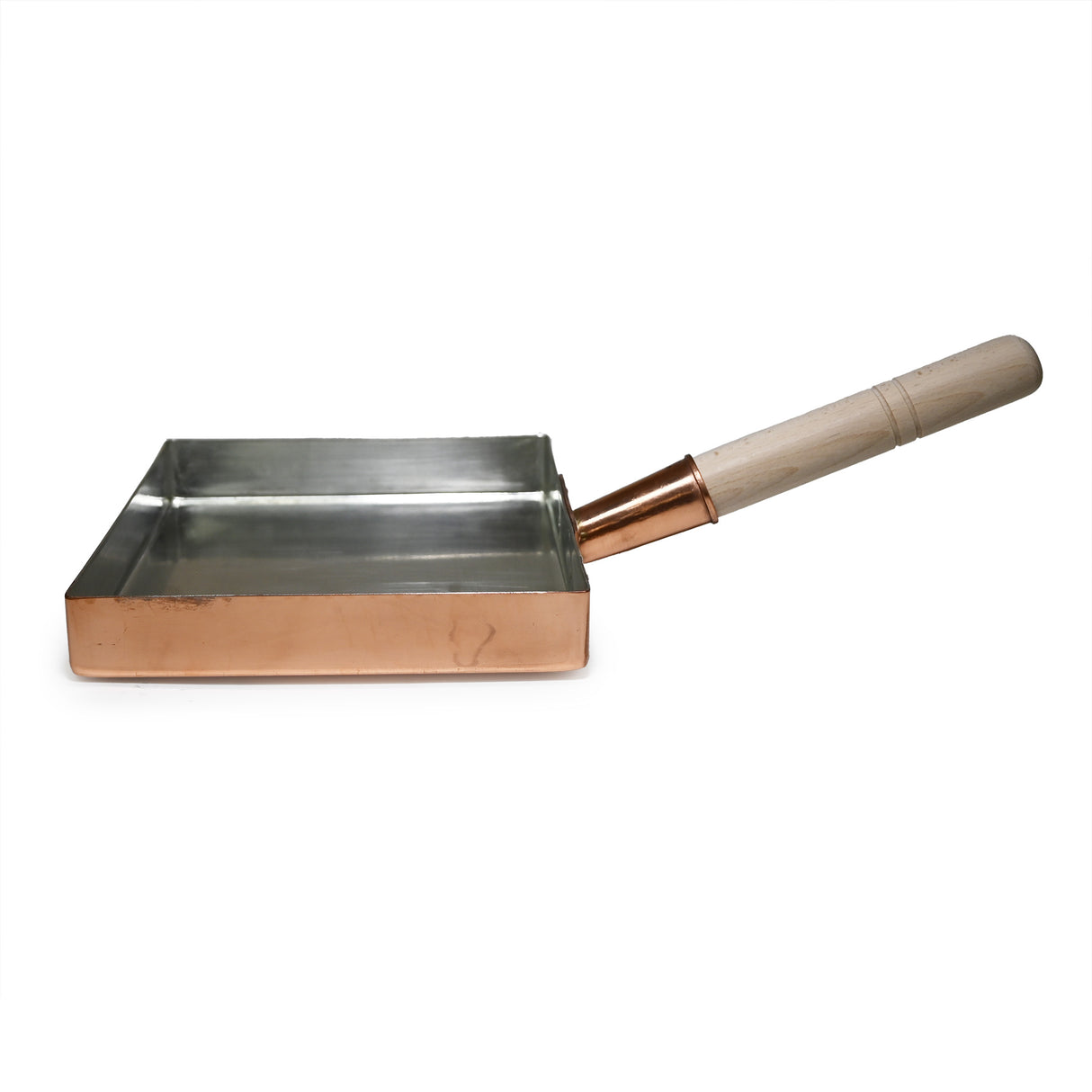 8.25" Japanese Square Copper Tamagoyaki Pan with Wooden Handle
