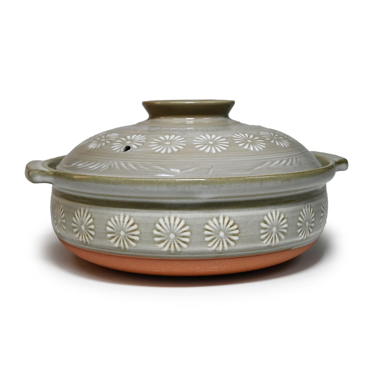 88 oz 9.5" Japanese Donabe Clay Pot - Gray Kiku