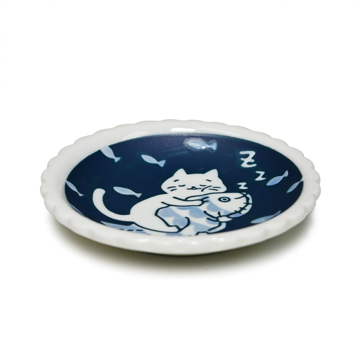 4.25" Japanese Ceramic Plate - Happy Sunday Cat
