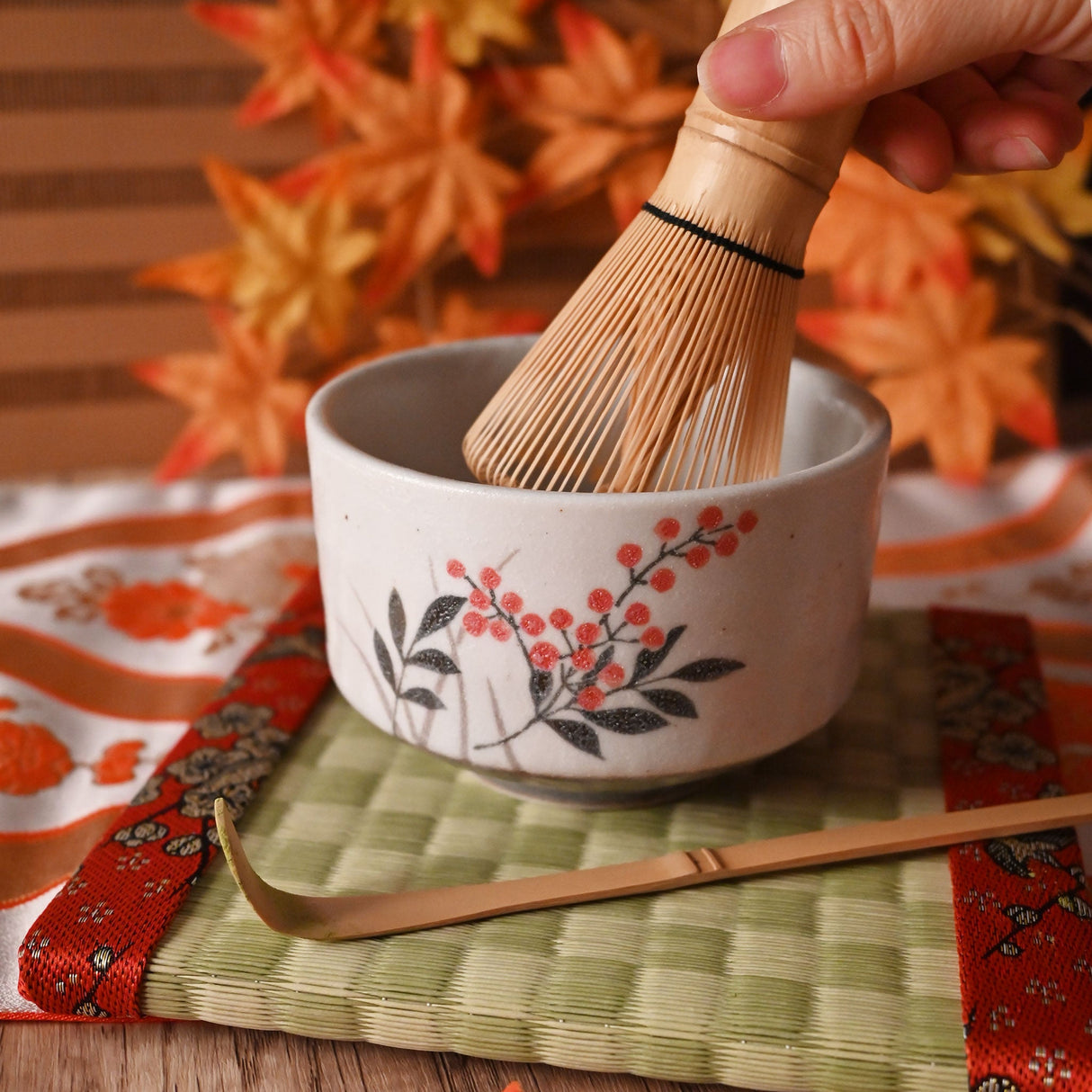 20 oz 4.5" Japanese 3 - Piece Matcha Bowl Gift Set with Bamboo Whisk & Scoop - Fruit