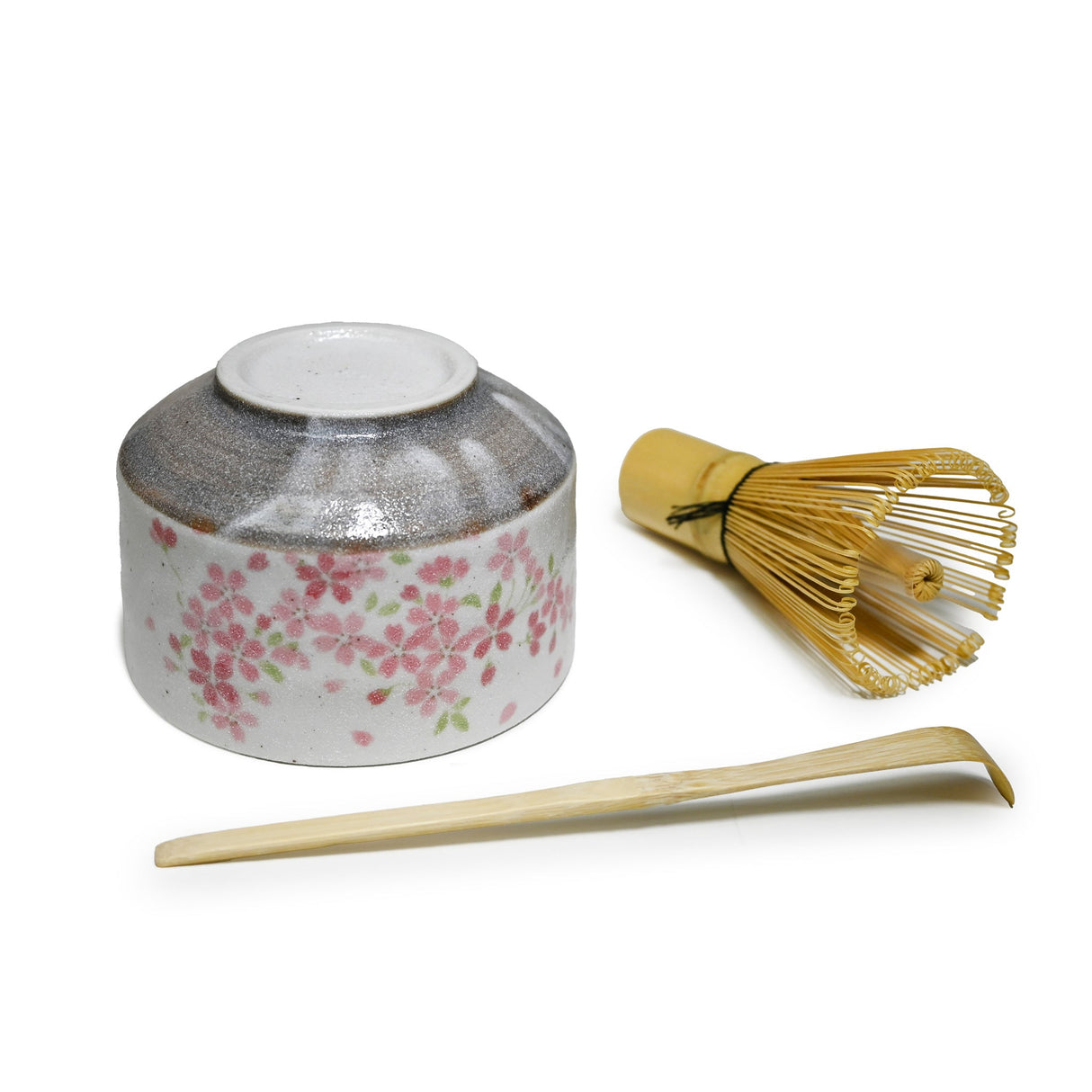 14 oz 4.5" Japanese 3 - Piece Matcha Bowl Gift Set with Bamboo Whisk & Scoop - Sakura