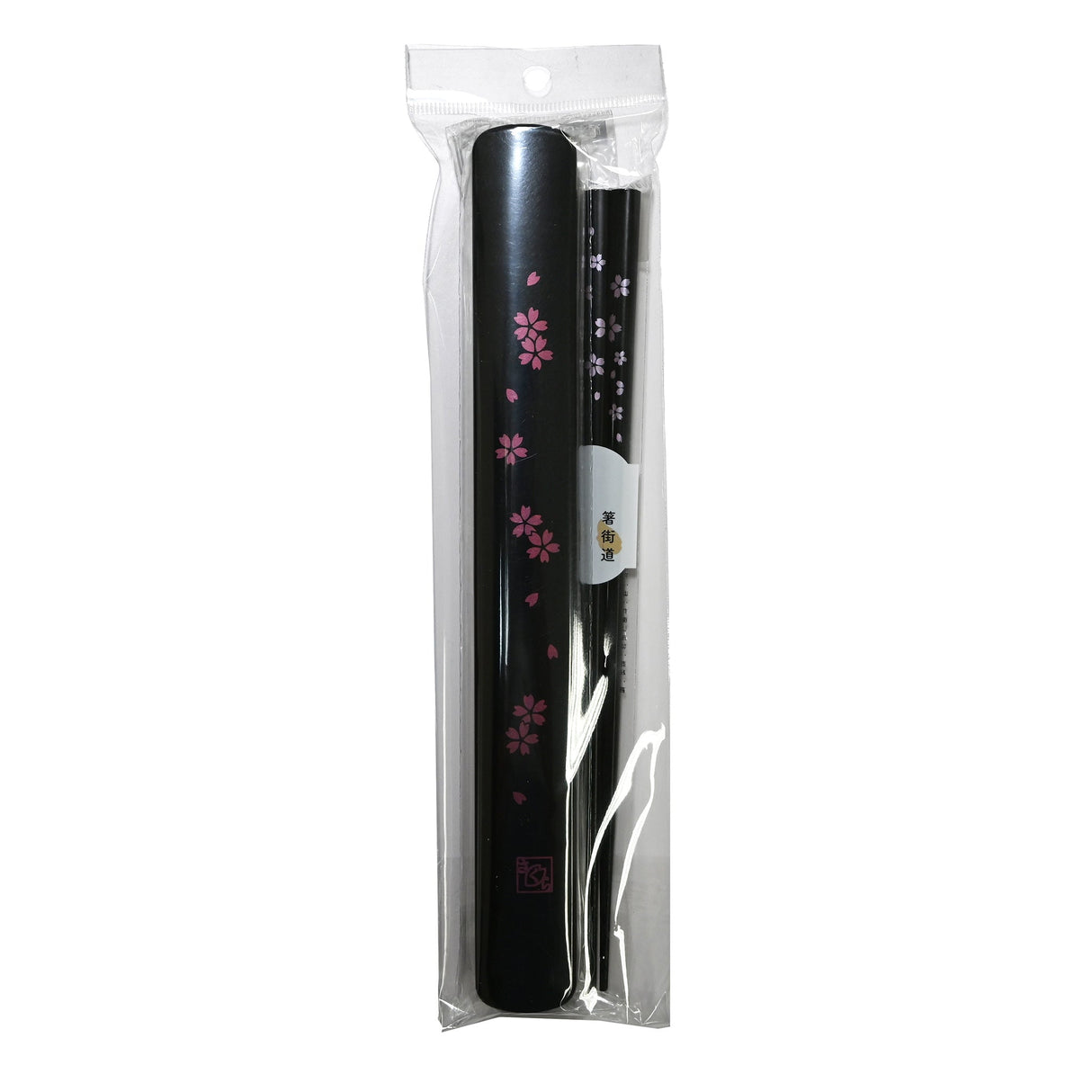 9" Japanese Wooden Chopsticks with Case - Black Sakura
