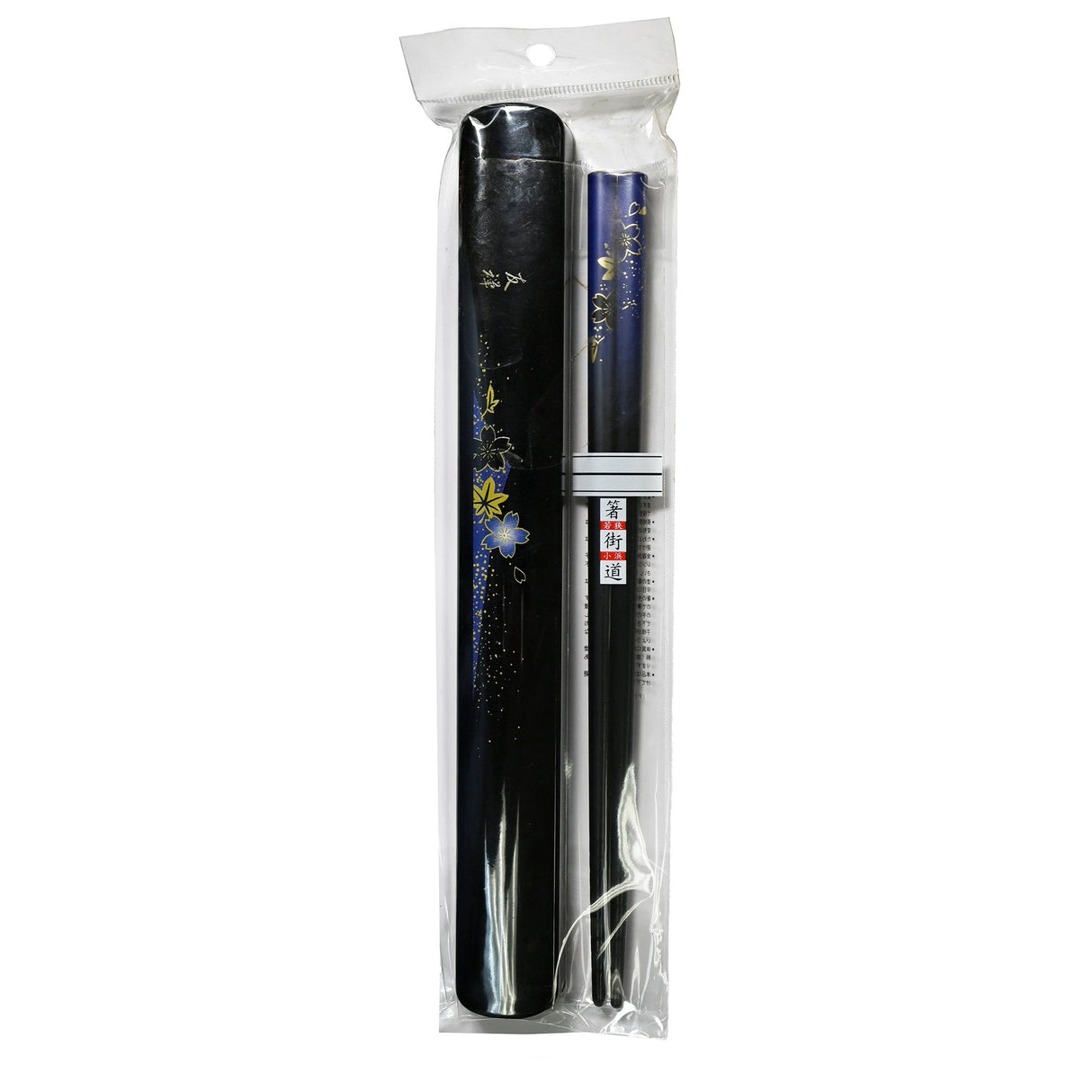 9" Japanese Lacquered Bamboo Chopsticks with Case - Blue Flower