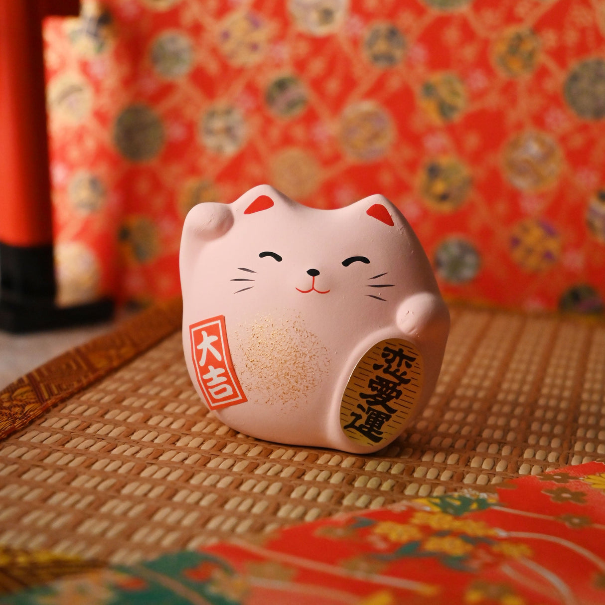 2.25" Japanese Lucky Cat Figurine - Pink
