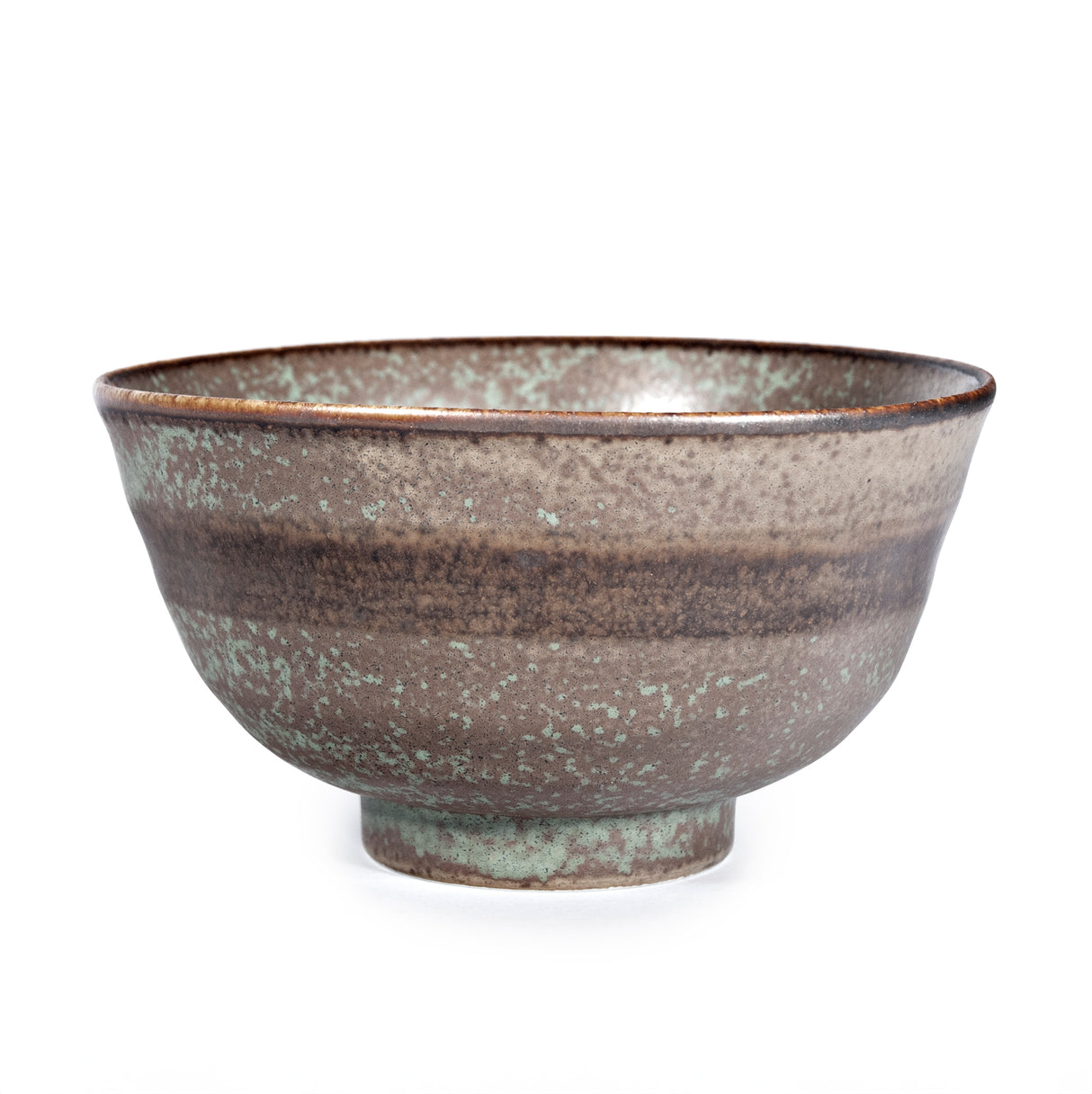 10 oz 4.25" Japanese Ceramic Rice Bowl - Green Matte Sakura