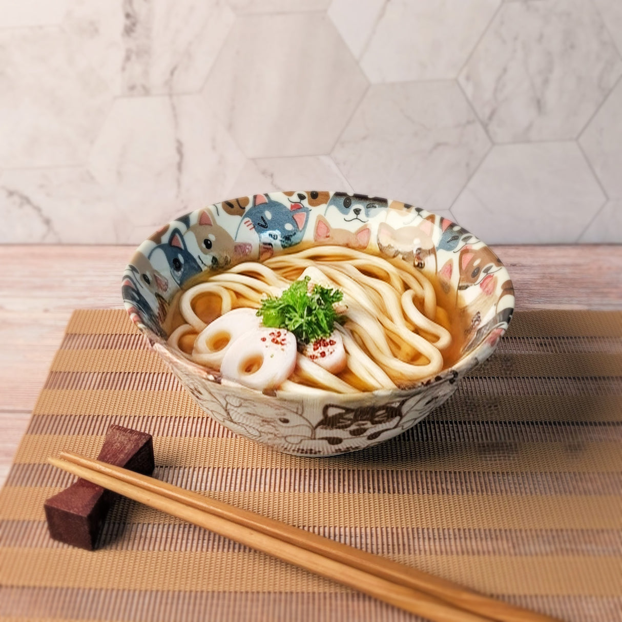 18 oz 6" Japanese Ceramic Bowl - Shiba Friends