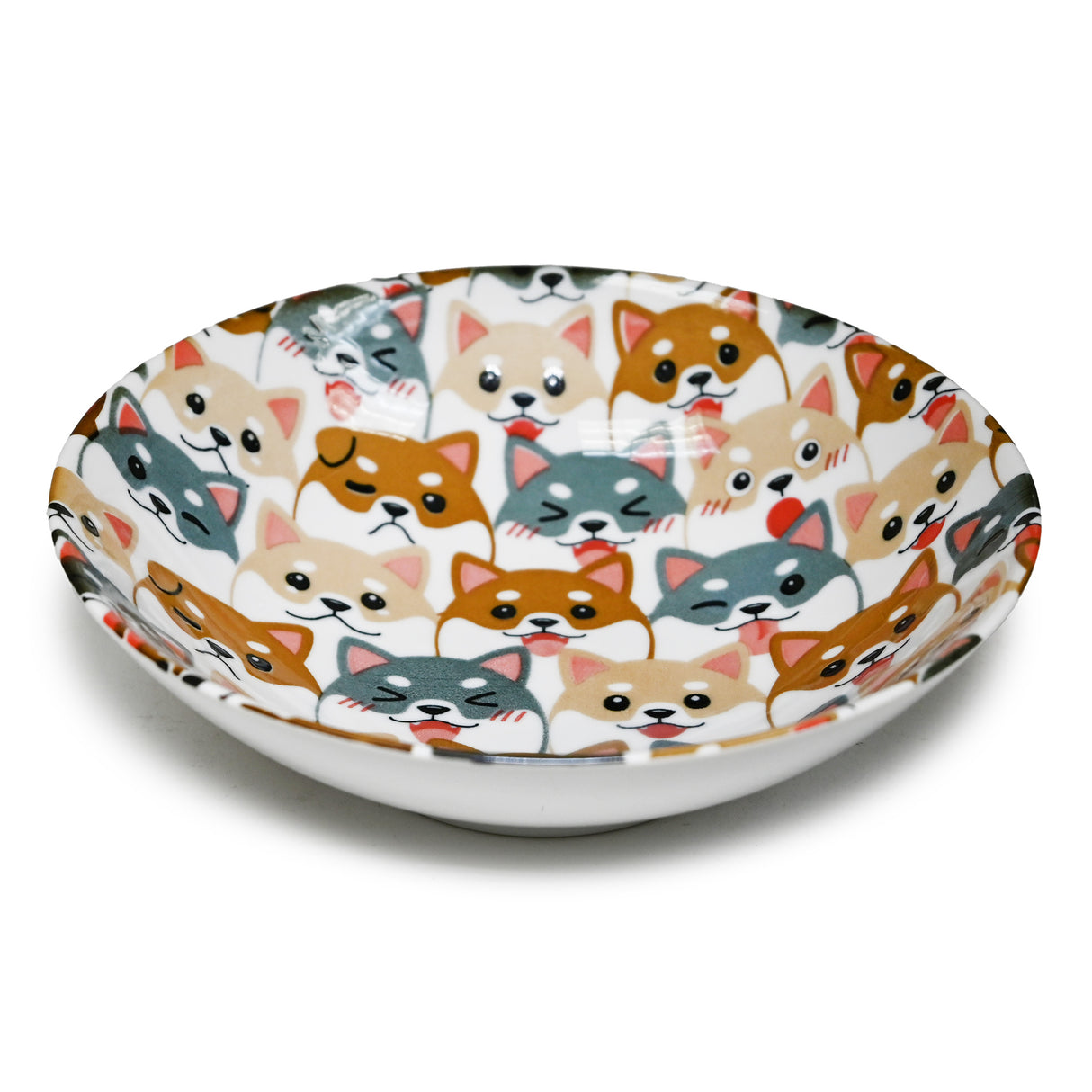 18 oz 6.75" Japanese Ceramic Bowl - Shiba Inu Friends