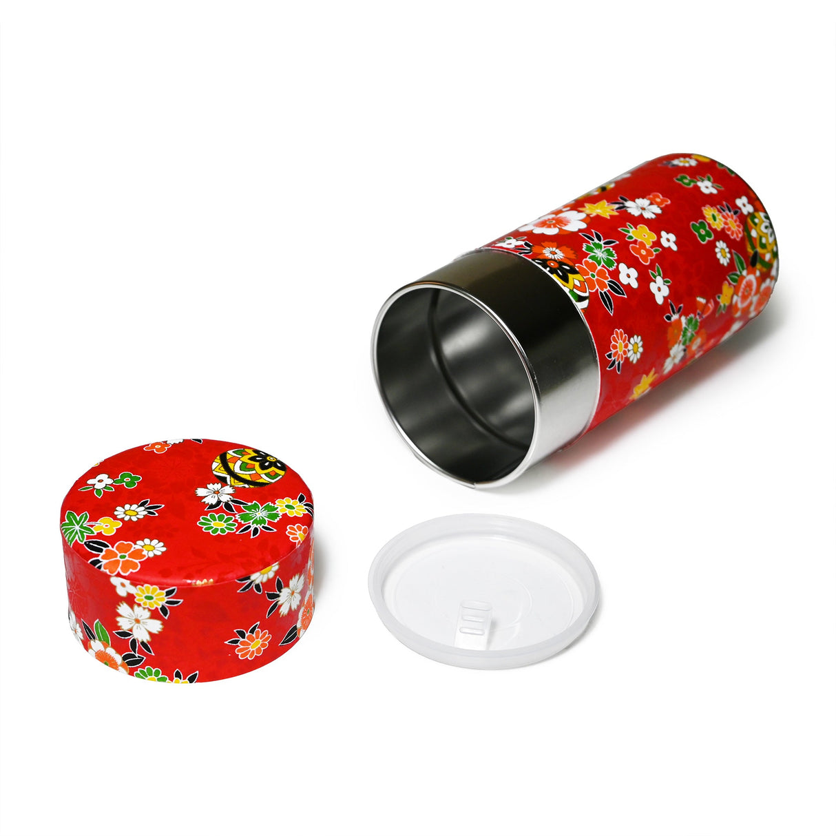 7 oz Japanese Tea Canister - Flower Red