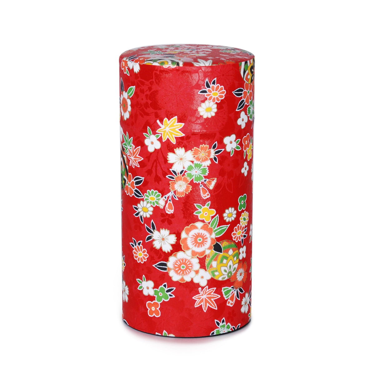 7 oz Japanese Tea Canister - Flower Red