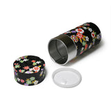 7 oz Japanese Tea Canister - Flower Black
