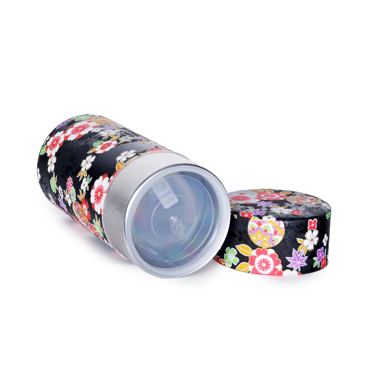 7 oz Japanese Tea Canister - Flower Black