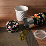 7 oz Japanese Tea Canister - Flower Black