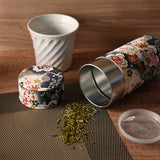 7 oz Japanese Tea Canister - Gray Sakura