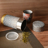 7 oz Japanese Tea Canister - Gray Flower