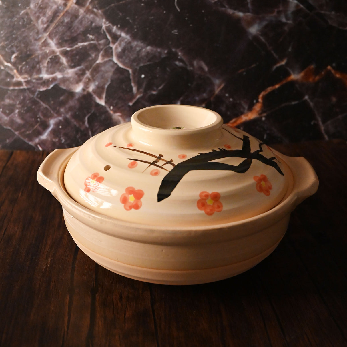72 oz 10" Japanese Donabe Clay Pot - Red Plum