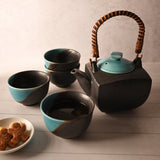 24 oz Japanese 5 - Piece Tea Set with Strainer - Blue & Gray