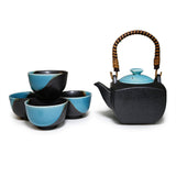 24 oz Japanese 5 - Piece Tea Set with Strainer - Blue & Gray