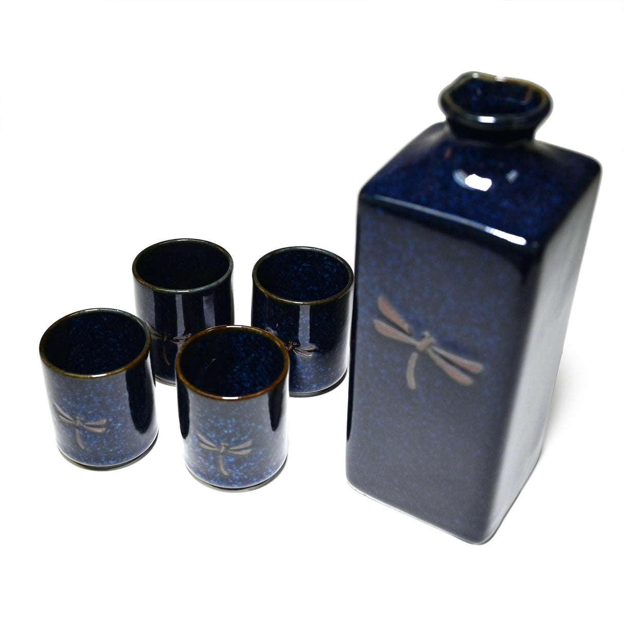 14 oz Japanese 5 - Piece Sake Gift Set with 1 Bottle & 4 Cups - Dragonfly