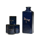 14 oz Japanese 5 - Piece Sake Gift Set with 1 Bottle & 4 Cups - Dragonfly