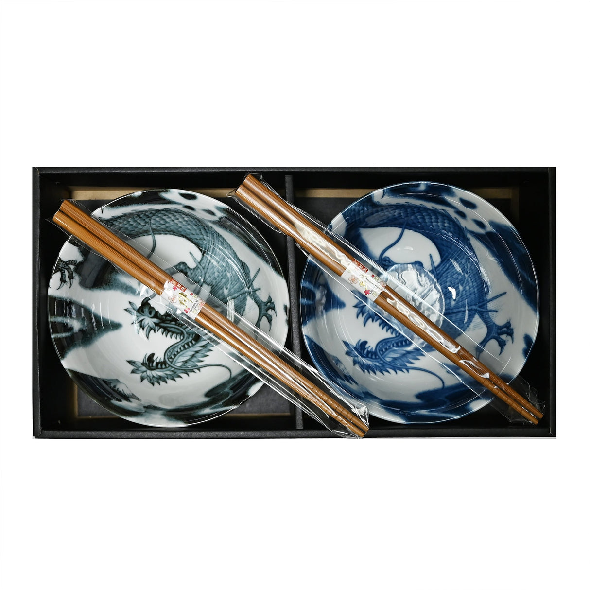 18 oz 5.75" Japanese 2 - Piece Bowl Gift Set with Chopsticks - Dragon