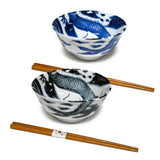 18 oz 5.75" Japanese 2 - Piece Bowl Gift Set with Chopsticks - Dragon
