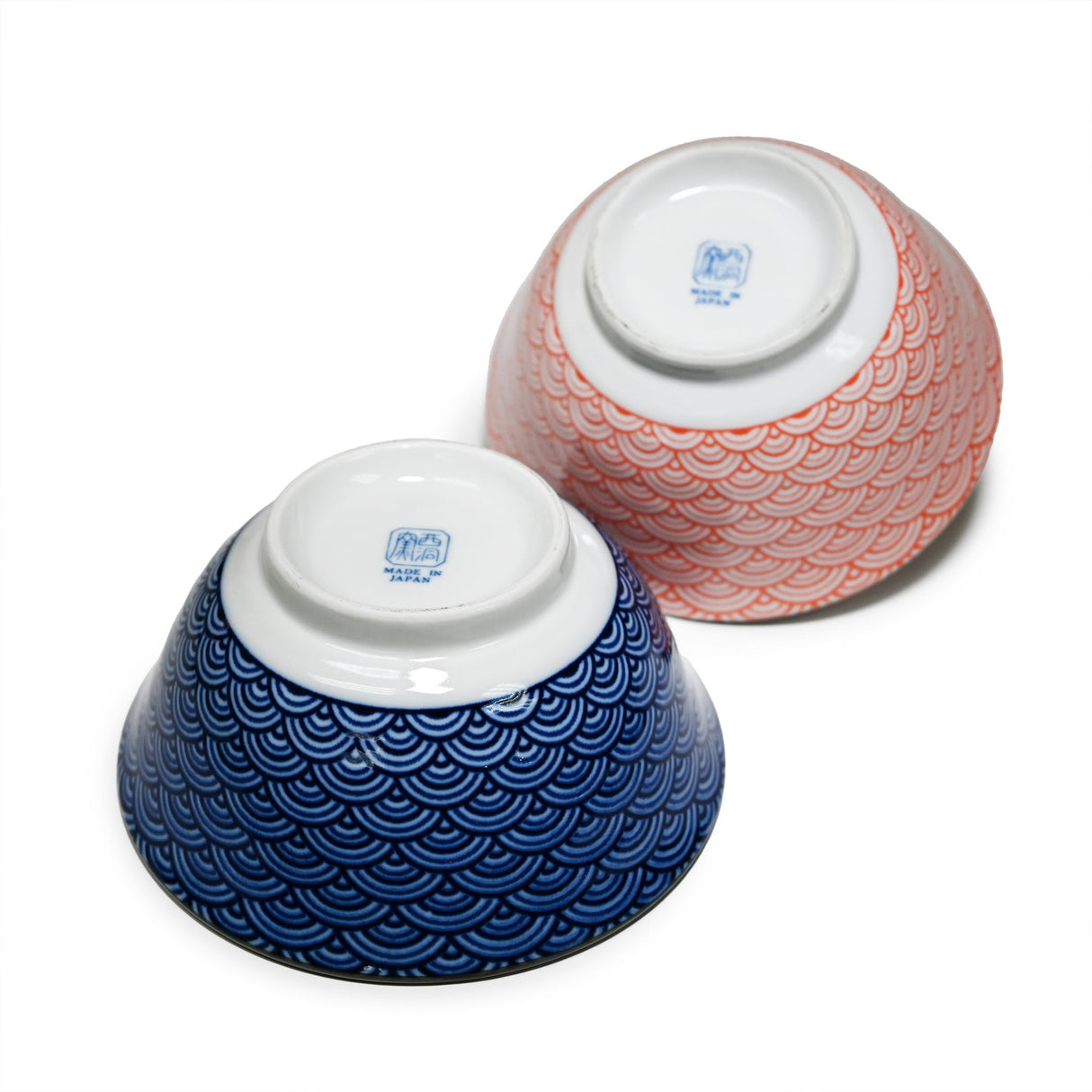 20 oz 5.75" Japanese 2 - Piece Ceramic Bowl Gift Set with Chopsticks - Pink & Blue Cats