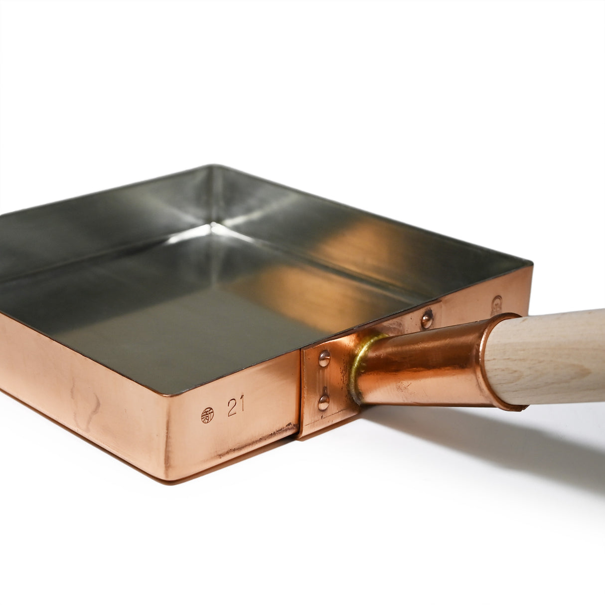 8.25" Japanese Square Copper Tamagoyaki Pan with Wooden Handle