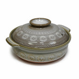 56 oz 8.5" Japanese Donabe Clay Pot - Gray Kiku