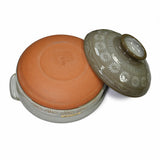 56 oz 8.5" Japanese Donabe Clay Pot - Gray Kiku