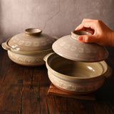 56 oz 8.5" Japanese Donabe Clay Pot - Gray Kiku