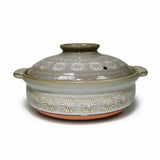 56 oz 8.5" Japanese Donabe Clay Pot - Gray Kiku