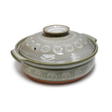 88 oz 9.5" Japanese Donabe Clay Pot - Gray Kiku