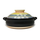 82 oz 10" Japanese Donabe Clay Pot - Rainbow Sakura