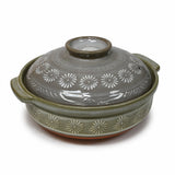 105 oz 11" Japanese Donabe Clay Pot - Gray Kiku