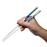 9" Japanese Lacquered Bamboo Chopsticks  -  Hokusai Wave White