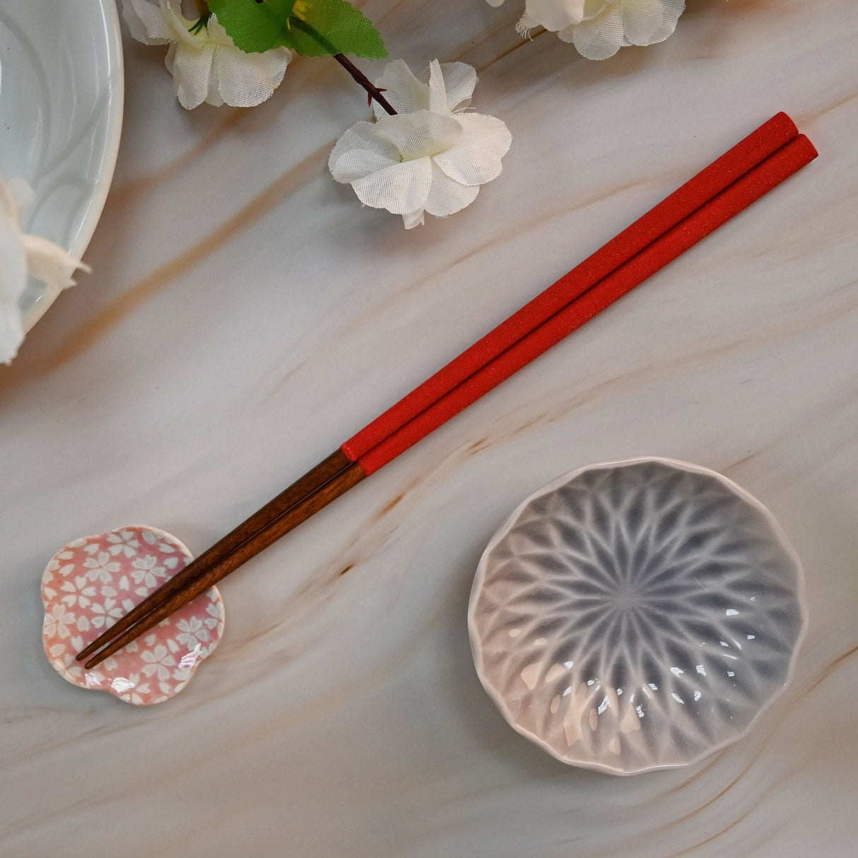 9" Japanese Wooden Lacquerware Chopsticks  -  Red