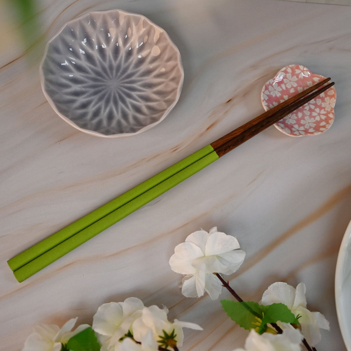 9" Japanese Wooden Lacquerware Chopsticks  -  Green