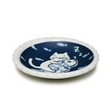4.25" Japanese Ceramic Plate - Happy Sunday Cat