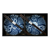 18 oz 6" Japanese 2 - Piece Bowl Gift Set with Chopsticks - Blue Kiku