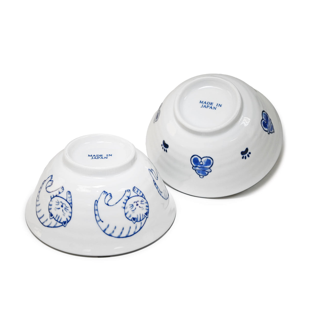 20 oz 5.75" Japanese 2 - Piece Bowl Gift Set with Chopsticks - Blue Cats