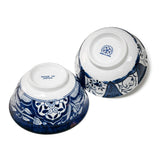 20 oz 5.75" Japanese 2 - Piece Ceramic Bowl Gift Set with Chopsticks - Blue Lucky Cats