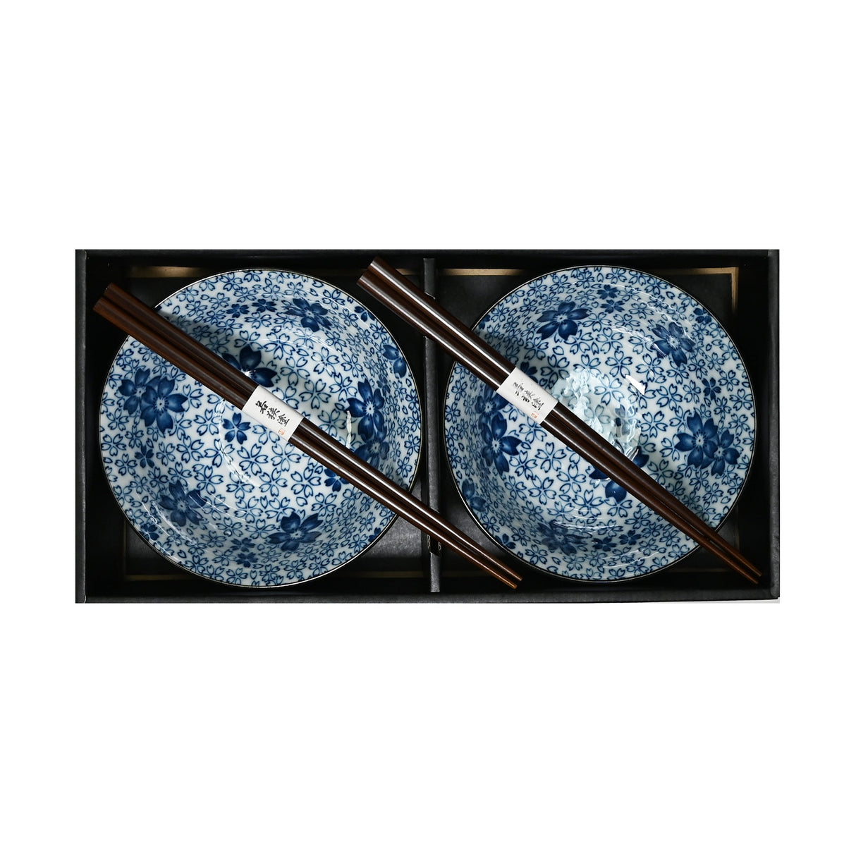 18 oz 6" Japanese 2 - Piece Bowl Gift Set with Chopsticks - Blue Sakura