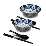 36 oz 7.75" Japanese 2 - Piece Lucky Cat Bowl Set with Chopsticks & Spoons