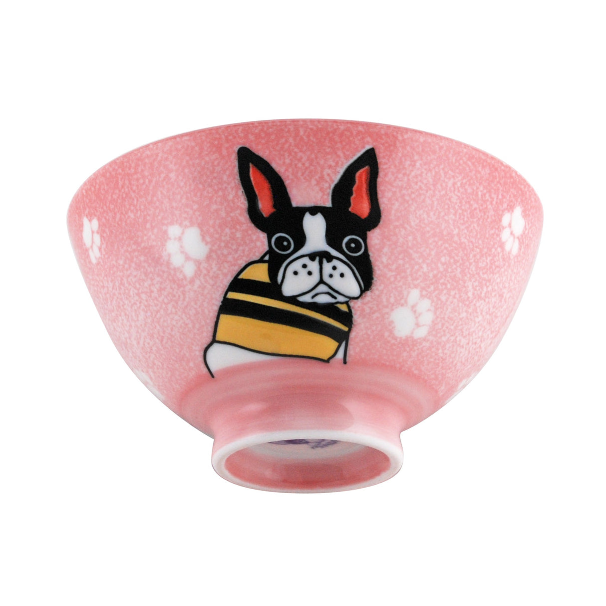 9 oz 4.5" Japanese Ceramic Rice Bowl - Pink French Bulldogs