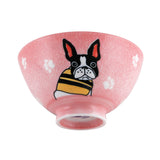 9 oz 4.5" Japanese Ceramic Rice Bowl - Pink French Bulldogs