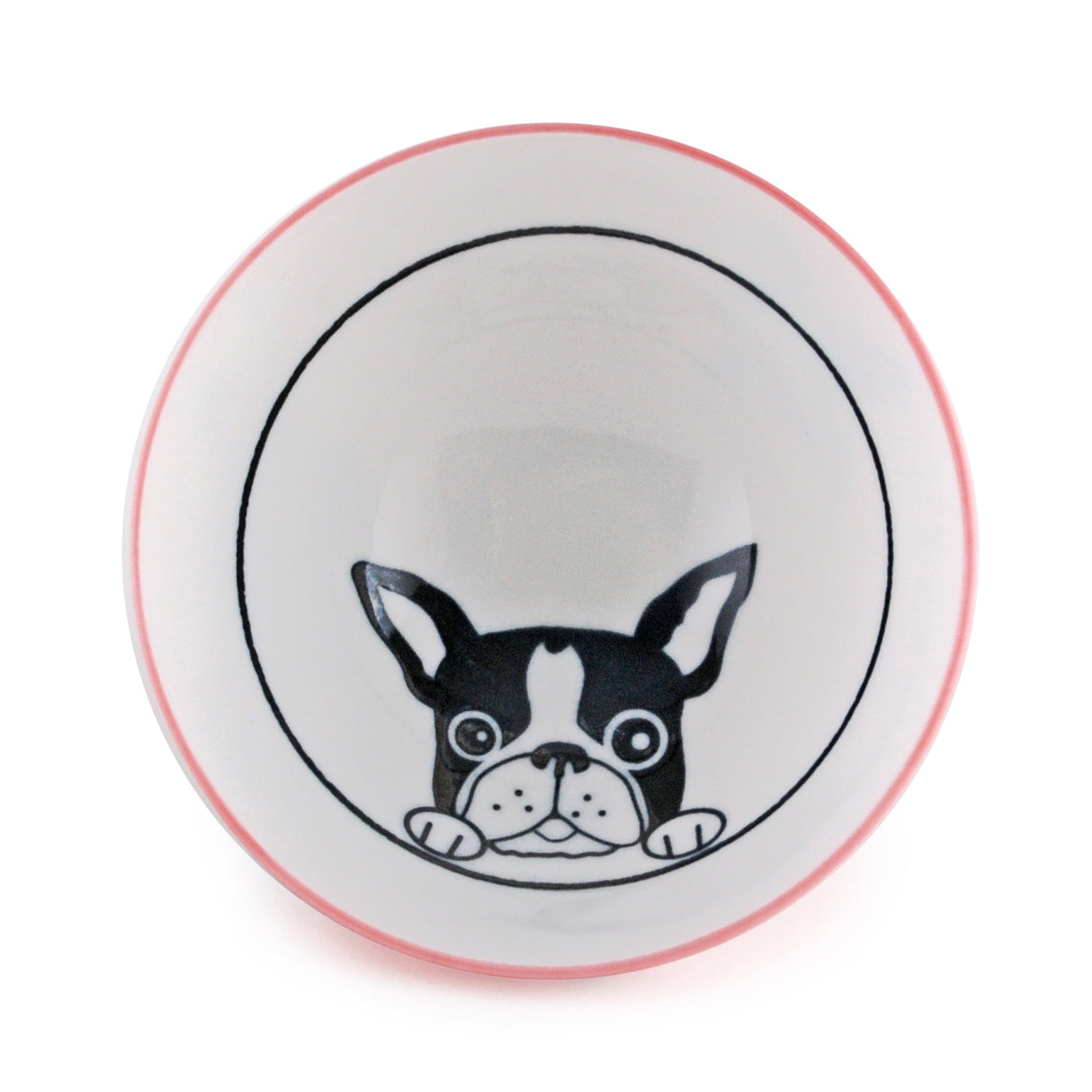 9 oz 4.5" Japanese Ceramic Rice Bowl - Pink French Bulldogs