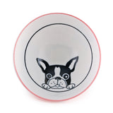 9 oz 4.5" Japanese Ceramic Rice Bowl - Pink French Bulldogs